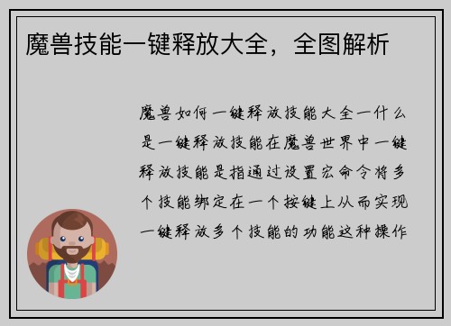 魔兽技能一键释放大全，全图解析